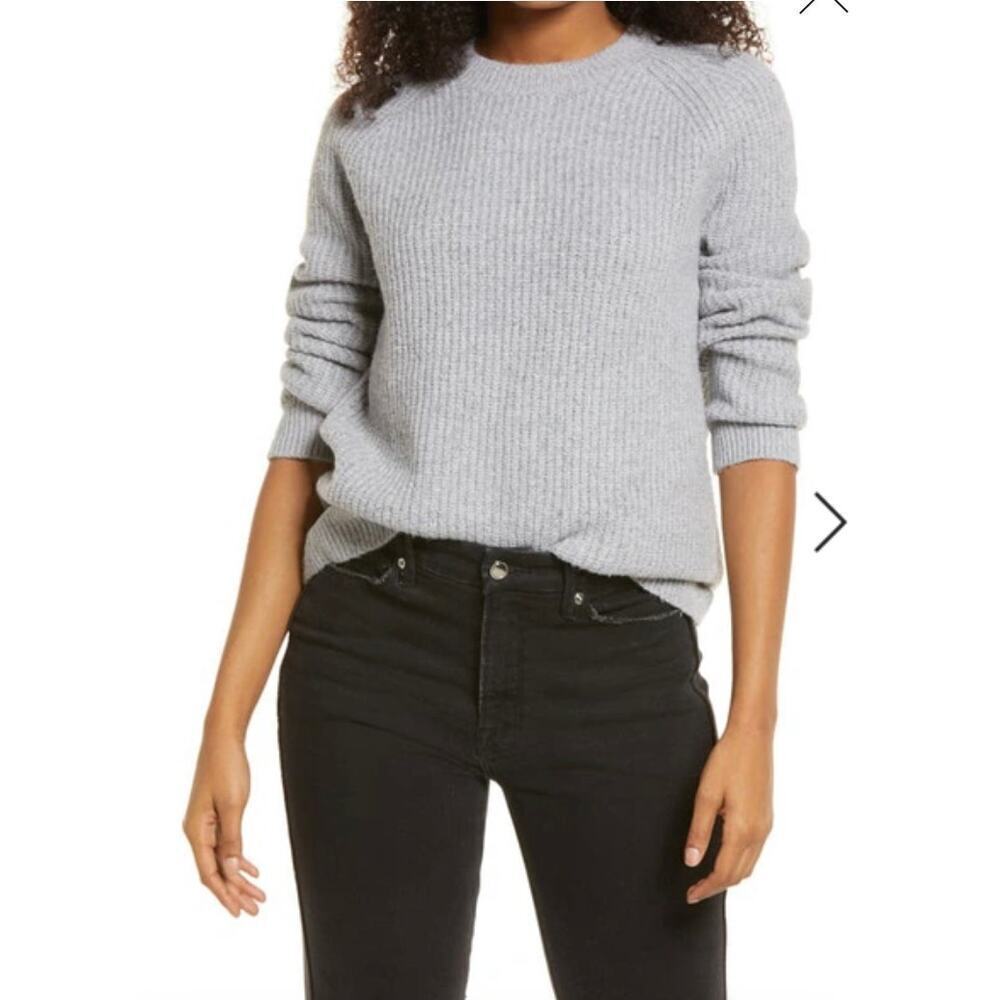 NWT BP. Plaited Stitch Recycled Blend Crewneck Sweater In Grey Heather small
